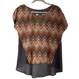 Miss Me Aztec Print Embellished Top size small